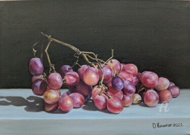 Painting titled "Grape branch" by Olga Kaszkur, Original Artwork, Oil