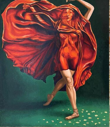 Schilderij getiteld "Waltz of the flowers" door Olga Sarukhanova, Origineel Kunstwerk, Olie Gemonteerd op Frame voor houten…