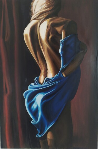 Painting titled "Sexy back-1" by Olga Sarukhanova, Original Artwork, Oil Mounted on Wood Stretcher frame