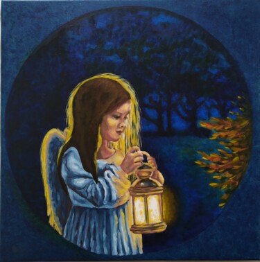 Картина под названием "Angel of good dream…" - Olga Sarukhanova, Подлинное произведение искусства, Масло Установлен на Дерев…