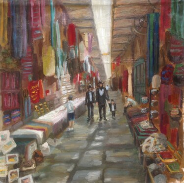Картина под названием "Рынок Старого город…" - Olga Selezneva, Подлинное произведение искусства, Масло