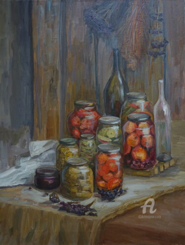 Painting titled "Осенний урожай" by Olga Selezneva, Original Artwork, Oil