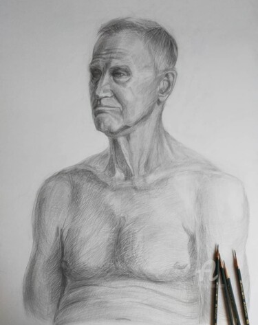 Drawing titled "Портрет мужчины" by Olga Selezneva, Original Artwork, Pencil