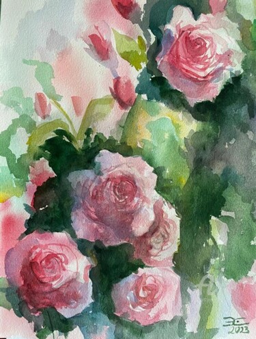 Painting titled "Розы" by Olga Selezneva, Original Artwork, Watercolor