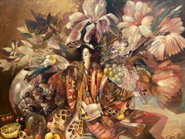 Pintura intitulada "Nature-morte nostal…" por Olga Semenova, Obras de arte originais, Óleo Montado em Armação em madeira