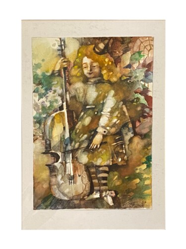 Pintura titulada "Concert nocturne" por Olga Semenova, Obra de arte original, Acuarela Montado en Cartulina