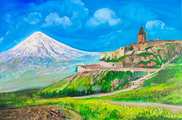 Pittura intitolato "Snow-white Ararat" da Olga Serebryanskaya, Opera d'arte originale, Acrilico