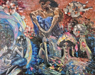 Pittura intitolato "Ангелы и демоны Мих…" da Olga Shelkovaja, Opera d'arte originale, Olio