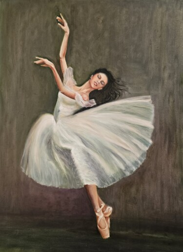 Painting titled "Grace" by Olga Shelkovaja, Original Artwork, Oil Mounted on Wood Stretcher frame