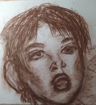 Рисунок под названием "Голова мальчика" - Mshtyka, Подлинное произведение искусства, Пастель