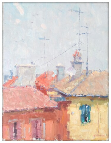 Pittura intitolato "I tetti di Frascati" da Olga Silivanchyk, Opera d'arte originale, Olio