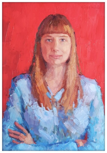 Painting titled "Юля" by Olga Silivanchyk, Original Artwork, Oil Mounted on Wood Stretcher frame
