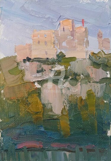 Peinture intitulée "Castle at sunset." par Olga Silivanchyk, Œuvre d'art originale, Huile