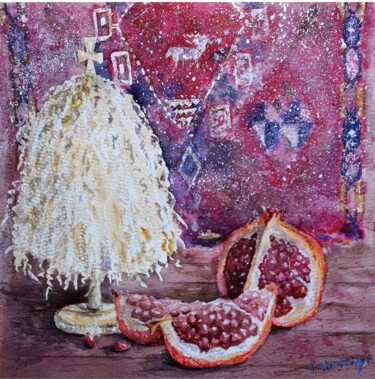 Painting titled "Still life with chi…" by Olga Skhirtladze, Original Artwork, Watercolor