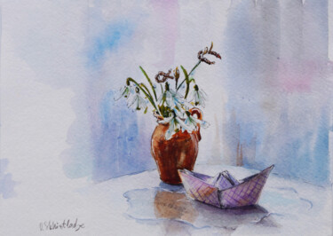 Malerei mit dem Titel "Spring has come_Sti…" von Olga Skhirtladze, Original-Kunstwerk, Aquarell