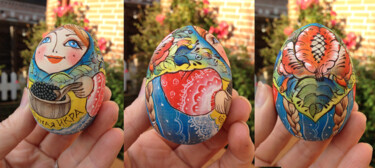 Peinture intitulée "Easter eggs / oeufs…" par Olga Skvortsova, Œuvre d'art originale, Acrylique