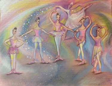 Painting titled "Positions de danse,…" by Olga Skvortsova, Original Artwork, Pastel