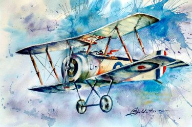 Painting titled "Over the clouds" by Olga Soldatova, Original Artwork, Watercolor