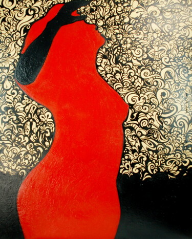 Strong Woman in Red Painting titled "Strong Woman in Red" by Olga Spoeckl Kontsedalova, Original Art, Oil