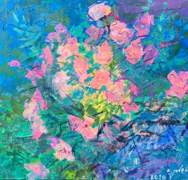Painting titled "Pink Roses" by Stasssi, Original Artwork, Acrylic