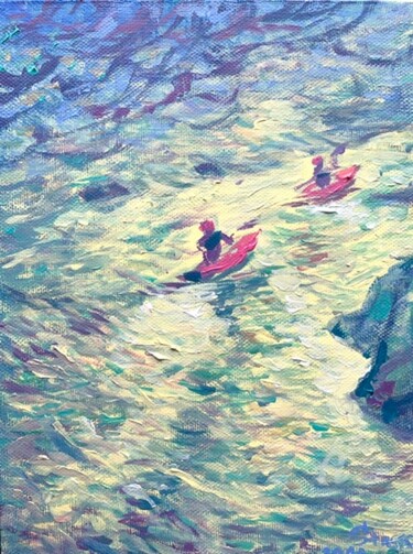 Painting titled "Two kayaks" by Stasssi, Original Artwork, Acrylic