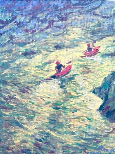 Peinture intitulée "Two kayaks" par Stasssi, Œuvre d'art originale, Acrylique