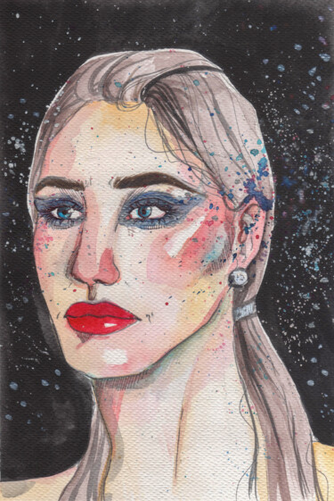 绘画 标题为“Starry night” 由Olga Strogonova, 原创艺术品, 水彩