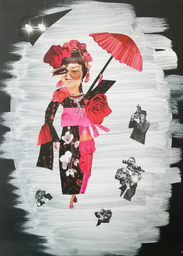 The girl in red Collages intitulée "The girl in red" par Olga Stupina, Œuvre d'art originale, Collages