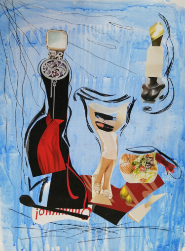 Romantic dinner Collages intitulée "Romantic dinner" par Olga Stupina, Œuvre d'art originale, Collages