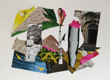 The coast of the Cote d'Azur. Collages intitulée "The coast of the Co…" par Olga Stupina, Œuvre d'art originale, Collages