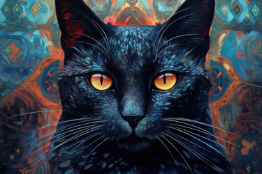 Digital Arts titled "Cat. “Sacred Animal…" by Olga Sukhikh (Lolly Shine), Original Artwork, Digital Print