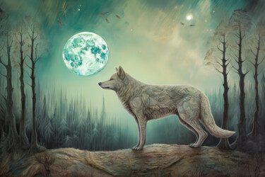 Arte digitale intitolato "Wolf. “Sacred Anima…" da Olga Sukhikh (Lolly Shine), Opera d'arte originale, Immagine generata dal…