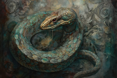 Artes digitais intitulada "Snake. “Sacred Anim…" por Olga Sukhikh (Lolly Shine), Obras de arte originais, Impressão digital