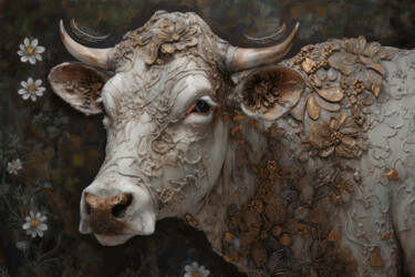 Digital Arts titled "Cow. “Sacred Animal…" by Olga Sukhikh (Lolly Shine), Original Artwork, Digital Print