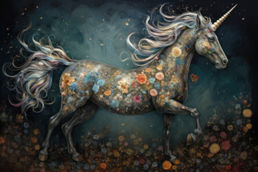 Digital Arts titled "Unicorn. “Sacred An…" by Olga Sukhikh (Lolly Shine), Original Artwork, Digital Print