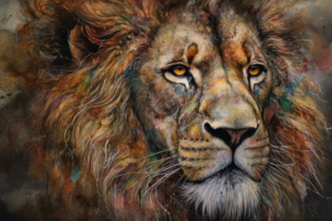 Arts numériques intitulée "Lion. “Sacred Anima…" par Olga Sukhikh (Lolly Shine), Œuvre d'art originale, Impression numérique