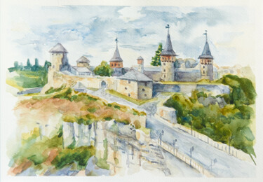 Painting titled "Kamianets-Podilskyi…" by Olga Telushkina, Original Artwork, Watercolor