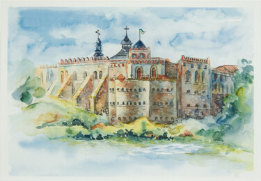 Malarstwo zatytułowany „Medzhybizh Castle” autorstwa Olga Telushkina, Oryginalna praca, Akwarela