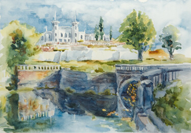 Pittura intitolato "Sharivka Palace" da Olga Telushkina, Opera d'arte originale, Acquarello