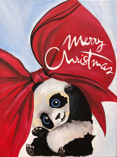 「Baby panda」というタイトルの絵画 Olga Tihoによって, オリジナルのアートワーク, アクリル ウッドストレッチャーフレームにマウント