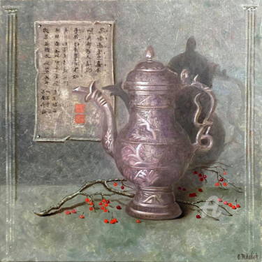 Картина под названием "Tibet Teapot" - Olga Trikolich, Подлинное произведение искусства, Масло Установлен на Деревянная рама…