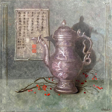 Картина под названием "Tibet Teapot" - Olga Trikolich, Подлинное произведение искусства, Масло Установлен на Деревянная рама…