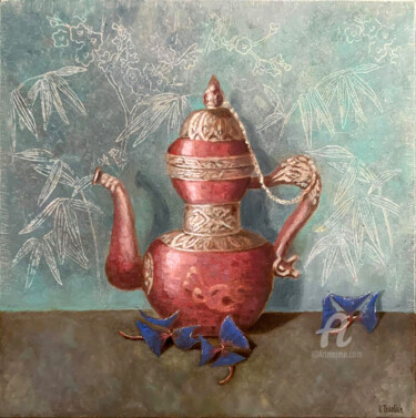 Картина под названием "Dragon Teapot" - Olga Trikolich, Подлинное произведение искусства, Масло Установлен на Деревянная рам…
