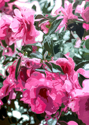 Картина под названием "Roses" - Olga Trikolich, Подлинное произведение искусства, Масло Установлен на Деревянная рама для но…