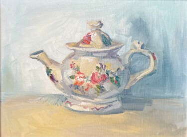 Malarstwo zatytułowany „Teapot” autorstwa Olga Ukraintseva, Oryginalna praca, Olej Zamontowany na Karton