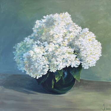 Malarstwo zatytułowany „Hydrangea” autorstwa Olga Ukraintseva, Oryginalna praca, Olej