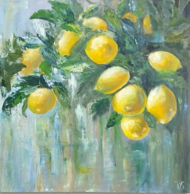 Painting titled "Lemon tree painting" by Olga Vedyagina, Original Artwork, Oil