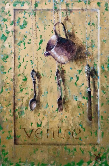 Schilderij getiteld "Venetian Stucco Pai…" door Olga Vedyagina, Origineel Kunstwerk, Olie