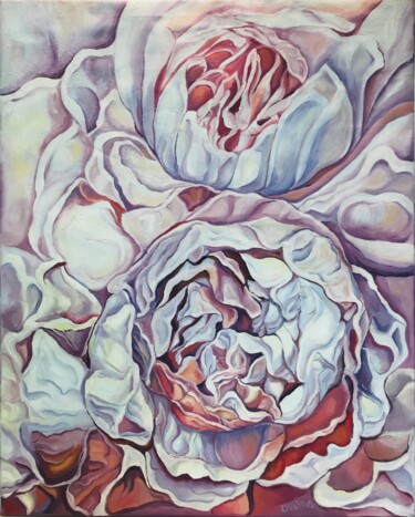 绘画 标题为“Two White Peonies” 由Olga Volna, 原创艺术品, 油