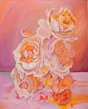 Pintura intitulada "Orange Purple Bouqu…" por Olga Volna, Obras de arte originais, Óleo